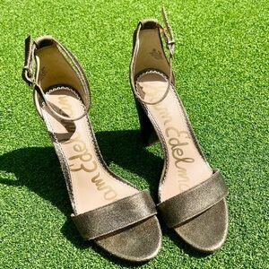 Sam Edelman Yaro Distressed Gold Metallic Block Heel